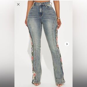 Floral Embroidered Blue Jeans
